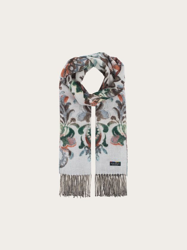 FRAAS 620015 Women's Cashmink Floral Design & Tassel Scarf