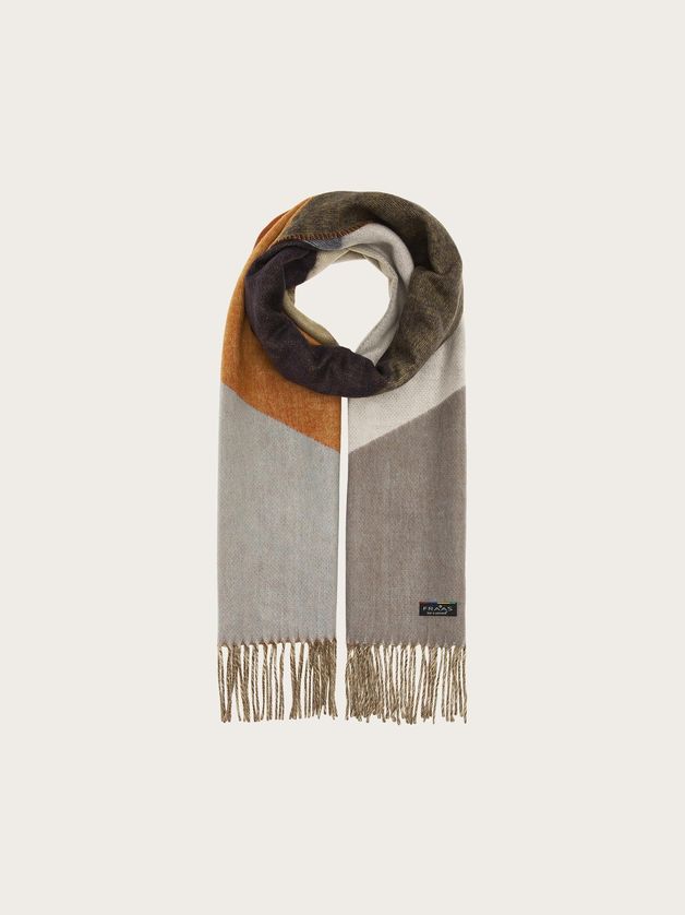FRAAS 625138 Women's Cashmink Geometric Color-Block Scarf