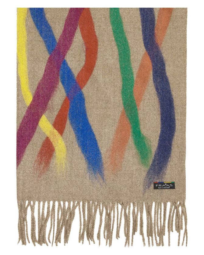 FRAAS 623560 Women's Colorful Stripes Needle Punch Wrap Scarf