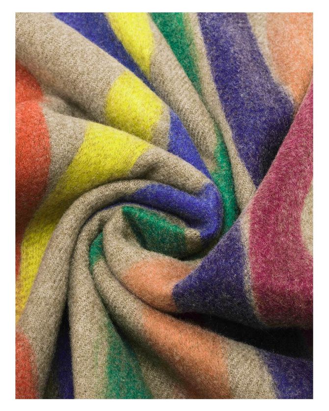 FRAAS 623560 Women's Colorful Stripes Needle Punch Wrap Scarf