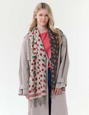 FRAAS 625538 Women's Reversible Cashmink Cherry Pattern Scarf/