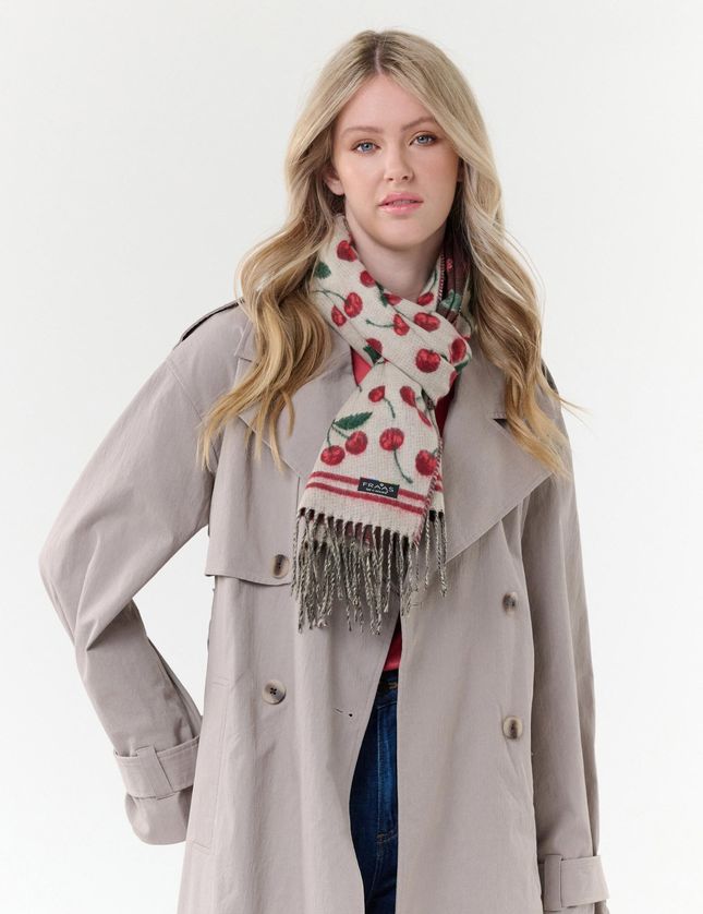 FRAAS 625538 Women's Reversible Cashmink Cherry Pattern Scarf