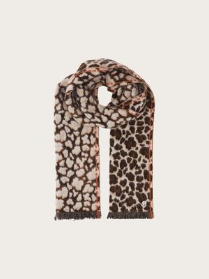 FRAAS 658131 Women's Leopard Print & Accent Stripe Scarf/