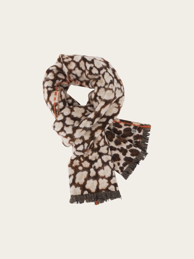 FRAAS 658131 Women's Leopard Print & Accent Stripe Scarf