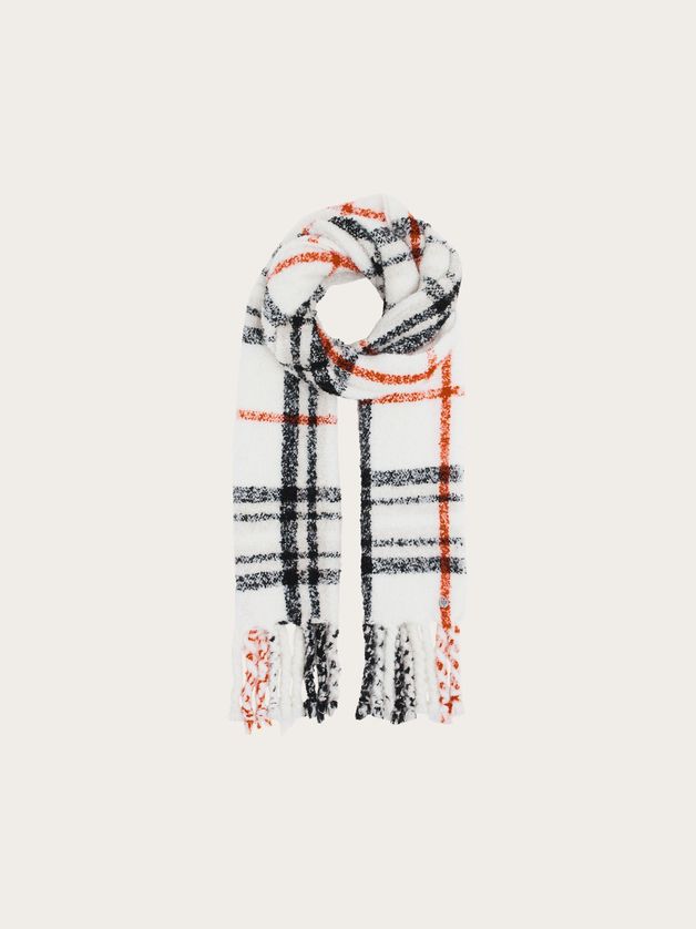 FRAAS 649010 Women's Plaid Check Pattern & Fringe Scarf