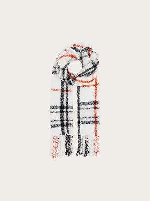 FRAAS 649010 Women's Plaid Check Pattern & Fringe Scarf/