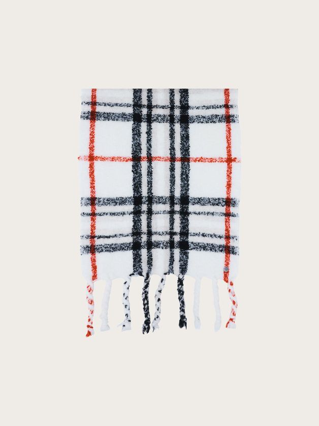 FRAAS 649010 Women's Plaid Check Pattern & Fringe Scarf