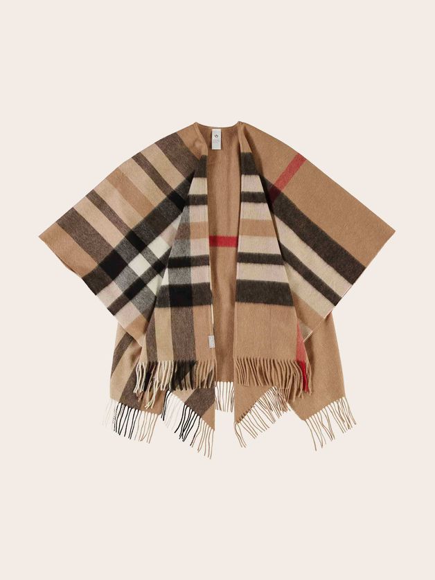 FRAAS 680100 Women's Wool Woven Plaid Ruana/
