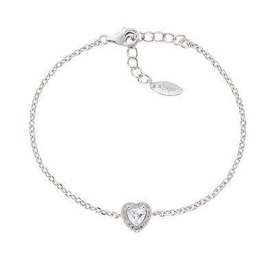 Amen BRTICUBBZ Women's White CZ Sweetheart Sterling Silver Bracelet