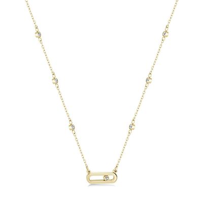 Italgem SWN166-GO Women's S.Steel White CZ Slider Necklace – Gold