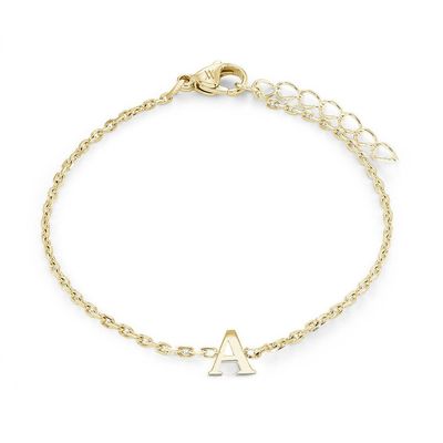 Italgem INITIAL3-GO Women's Gold.IP S.Steel Block Letter Bracelet/