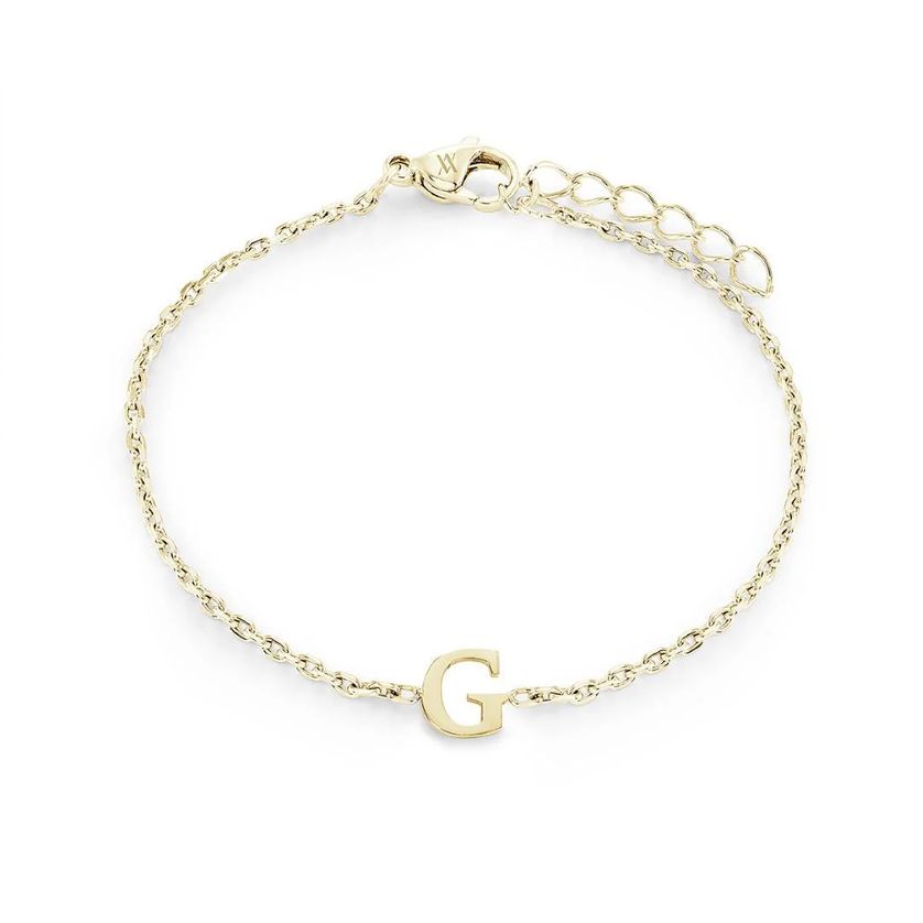 Italgem INITIAL3-GO Women's Gold.IP S.Steel Block Letter Bracelet