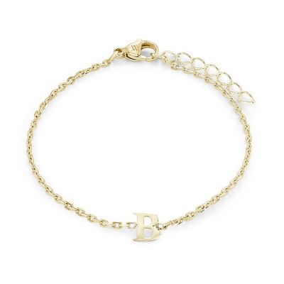 Italgem INITIAL3-GO Women's Gold.IP S.Steel Block Letter Bracelet/