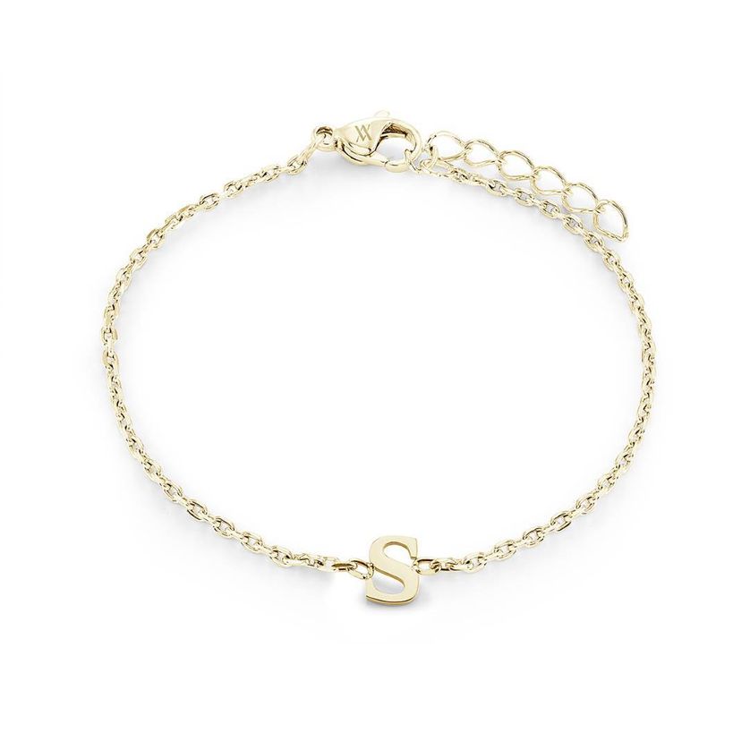Italgem INITIAL3-GO Women's Gold.IP S.Steel Block Letter Bracelet