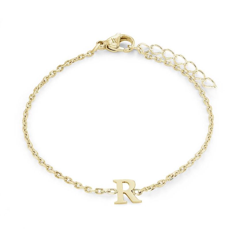 Italgem INITIAL3-GO Women's Gold.IP S.Steel Block Letter Bracelet