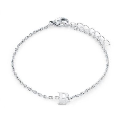 Italgem INITIAL3 Women's S.Steel Silver Block Letter Bracelet/