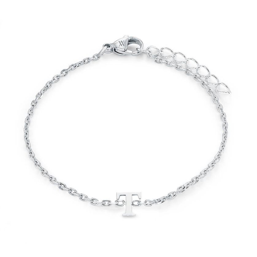 Italgem INITIAL3 5+1 Girl's Silver S.Steel Block Letter Bracelet