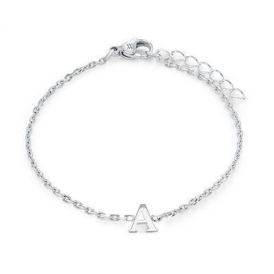 Italgem INITIAL3 5+1 Girl's Silver S.Steel Block Letter Bracelet