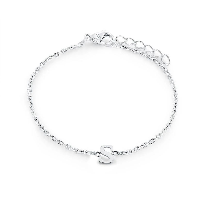 Italgem INITIAL3 5+1 Girl's Silver S.Steel Block Letter Bracelet
