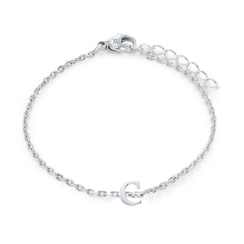 Italgem INITIAL3 5+1 Girl's Silver S.Steel Block Letter Bracelet