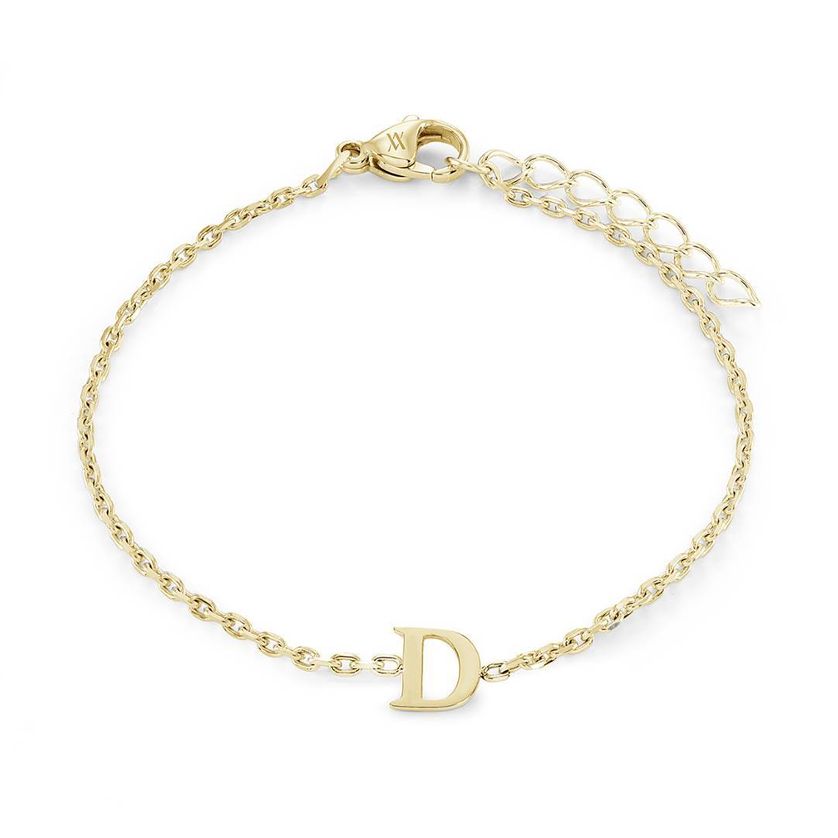 Italgem INITIAL3-GO 5+1 Girl's Gold.IP S.Steel Block Letter Bracelet