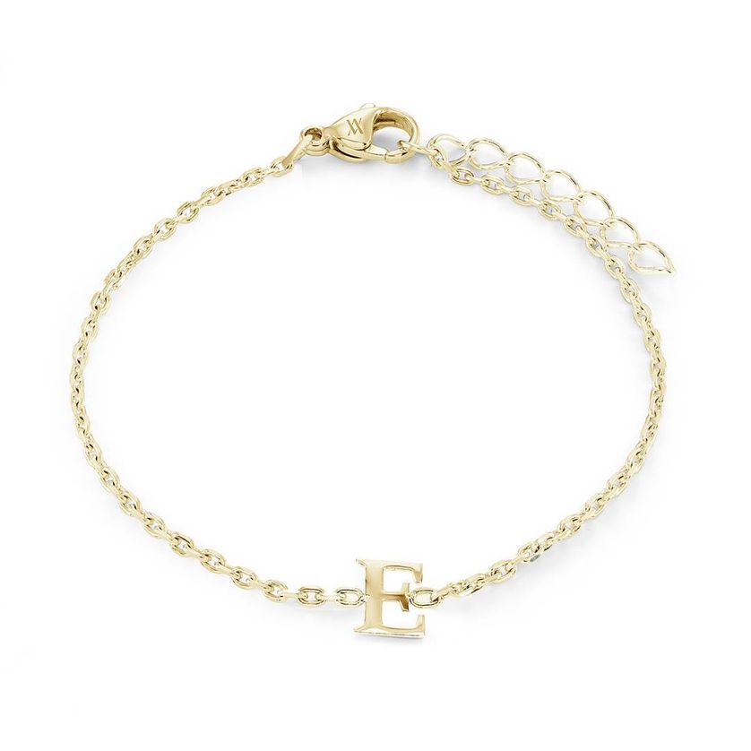 Italgem INITIAL3-GO 5+1 Girl's Gold.IP S.Steel Block Letter Bracelet
