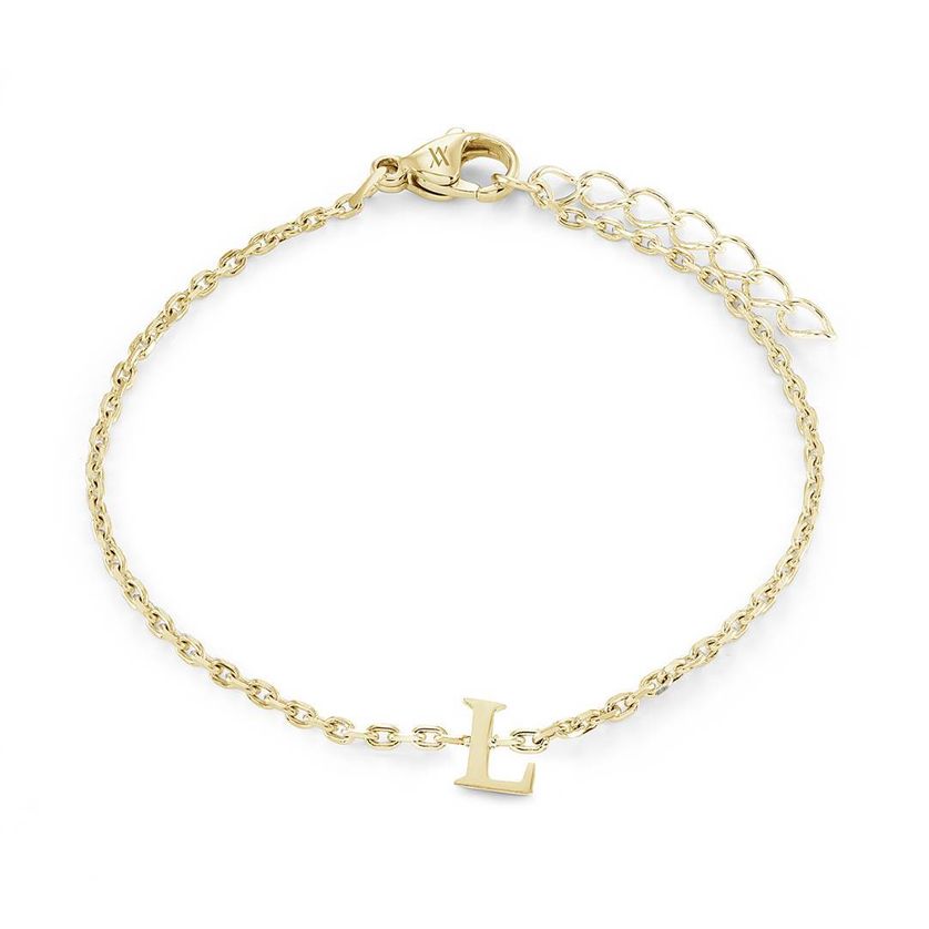 Italgem INITIAL3-GO 5+1 Girl's Gold.IP S.Steel Block Letter Bracelet
