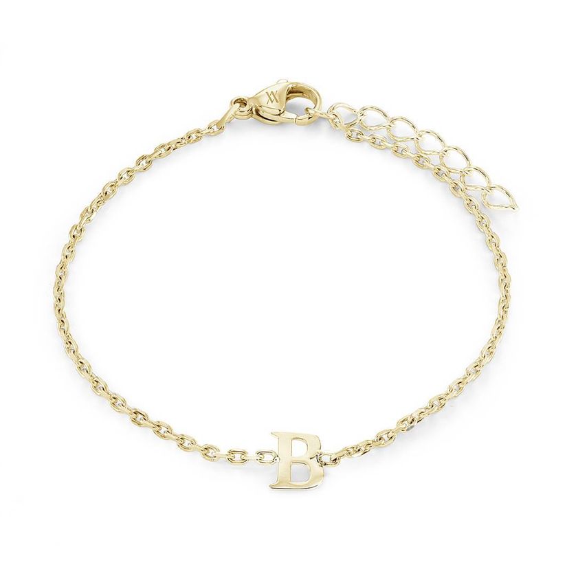 Italgem INITIAL3-GO 5+1 Girl's Gold.IP S.Steel Block Letter Bracelet