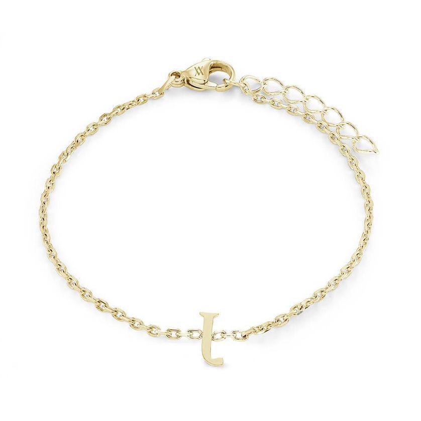 Italgem INITIAL3-GO 5+1 Girl's Gold.IP S.Steel Block Letter Bracelet