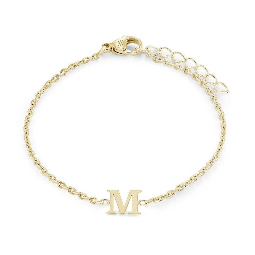 Italgem INITIAL3-GO 5+1 Girl's Gold.IP S.Steel Block Letter Bracelet