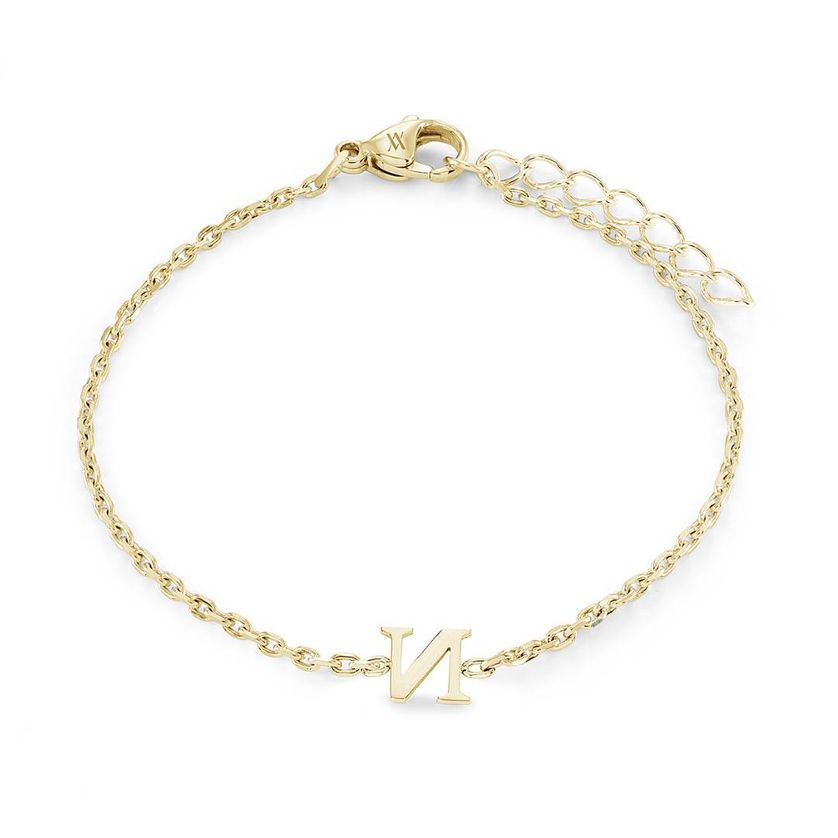 Italgem INITIAL3-GO 5+1 Girl's Gold.IP S.Steel Block Letter Bracelet