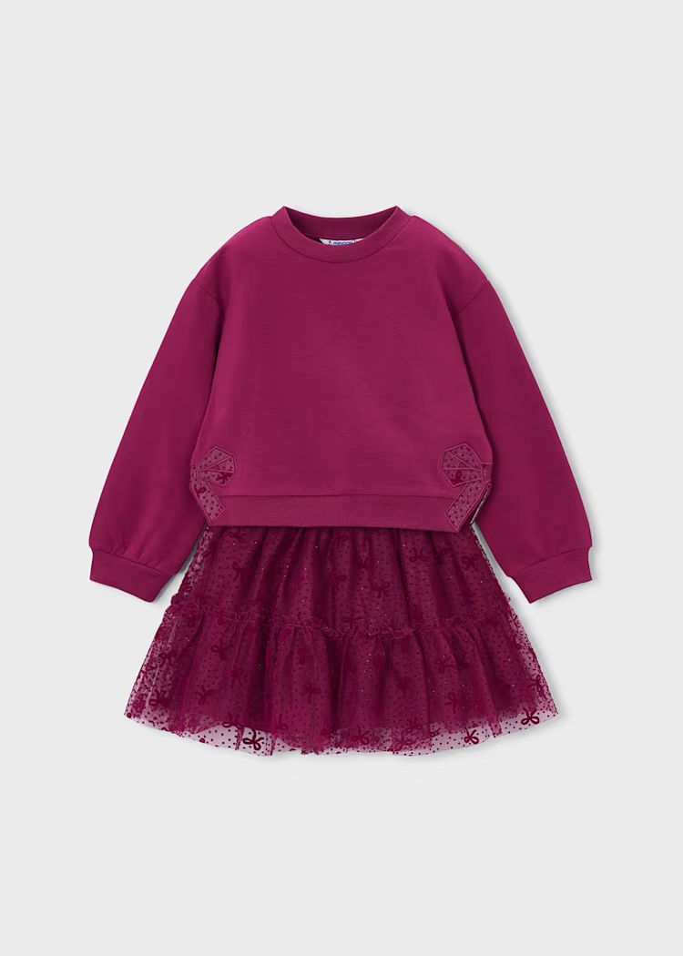 Mayoral 4934 Girl's Long Sleeve Sweater & Tulle Skirt Set