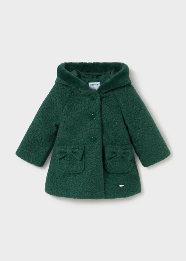 Mayoral 2436 Baby Girl's Bow Detail Button Up Boucle Coat