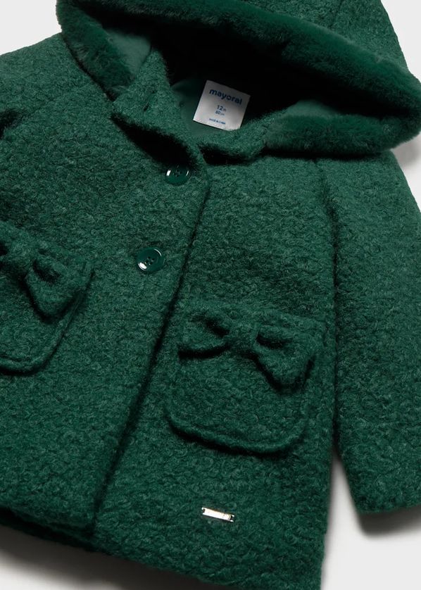 Mayoral 2436 Girl's Junior Bow Detail Button Up Boucle Coat