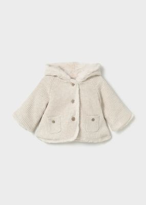 Mayoral 2302 Baby Boys Button Up Hooded Fur Coat/