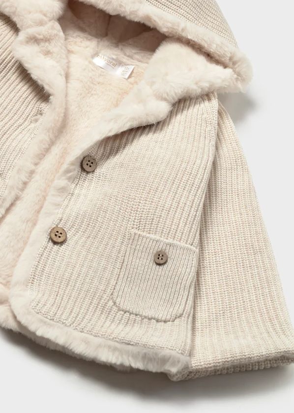 Mayoral 2302 Baby Boys Button Up Hooded Fur Coat