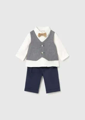 Mayoral 2524 Baby Boy's LS Shirt, Vest & Pants Set 3PC/