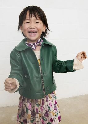 Mayoral 4410/4904 Girl's Junior Long Sleeve Faux Leather Button Up Jacket & Skirt Set 2PC