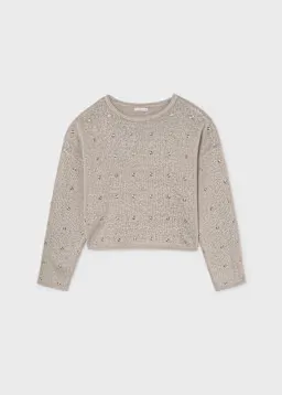 Mayoral 7336 Girl's LS Heat Stud Sweater/