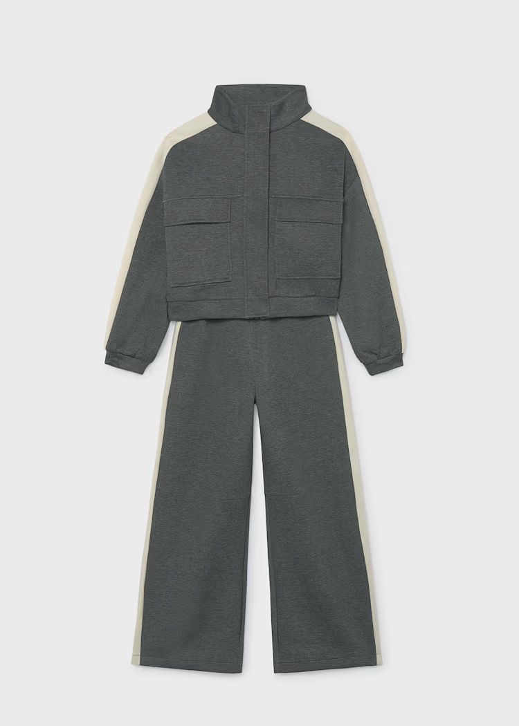 Mayoral 7860 Girl's Long Sleeve Cargo Zip Up & Wide Leg Jogger Tracksuit Set 2PC – Plomo Vig