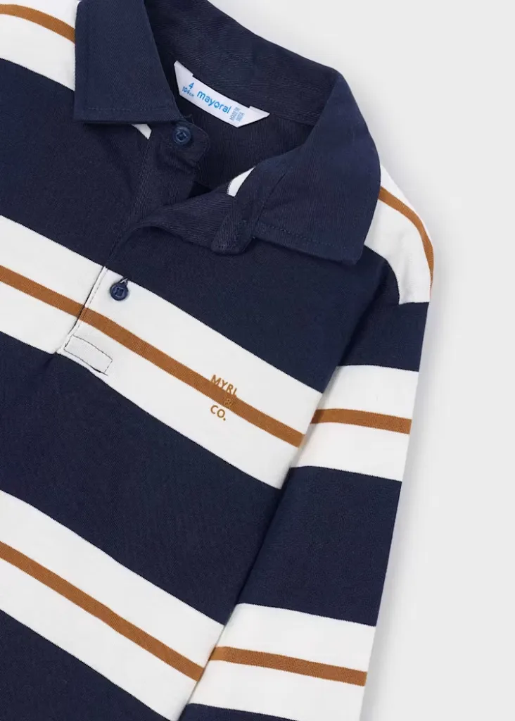 Mayoral 4141 Boy's Youth Long Sleeve Stripe Polo
