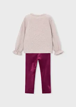 Mayoral 4739 Girl's Junior Long Sleeve Sequin Bow Sweater & Velvet Leggings Set 2PC