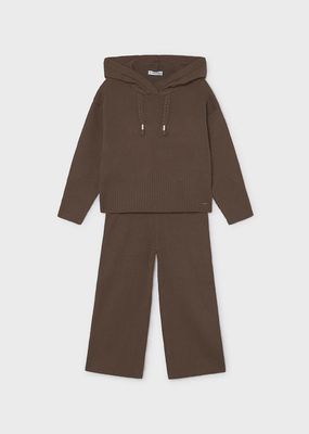 Mayoral 4529 Girl's Junior Hooded Sweater & Wide Leg Trouser Set 2PC