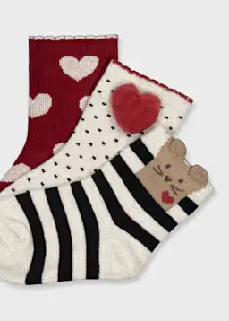 Mayoral 10250 Girl's Junior Heart Socks Set 3PC