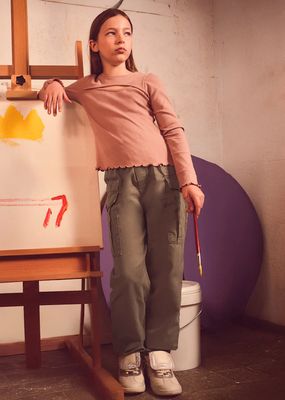 Mayoral 7524 Girl's Wide Leg Cargo Pants/
