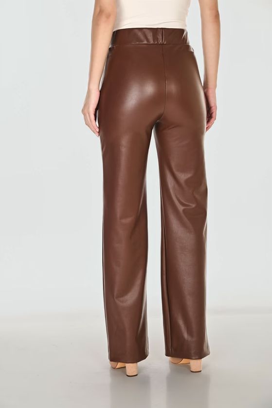 Frank Lyman 263267 Women's Mid-Rise Faux Leather Pants