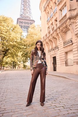 Frank Lyman 263267 Women's Mid-Rise Faux Leather Pants/ 