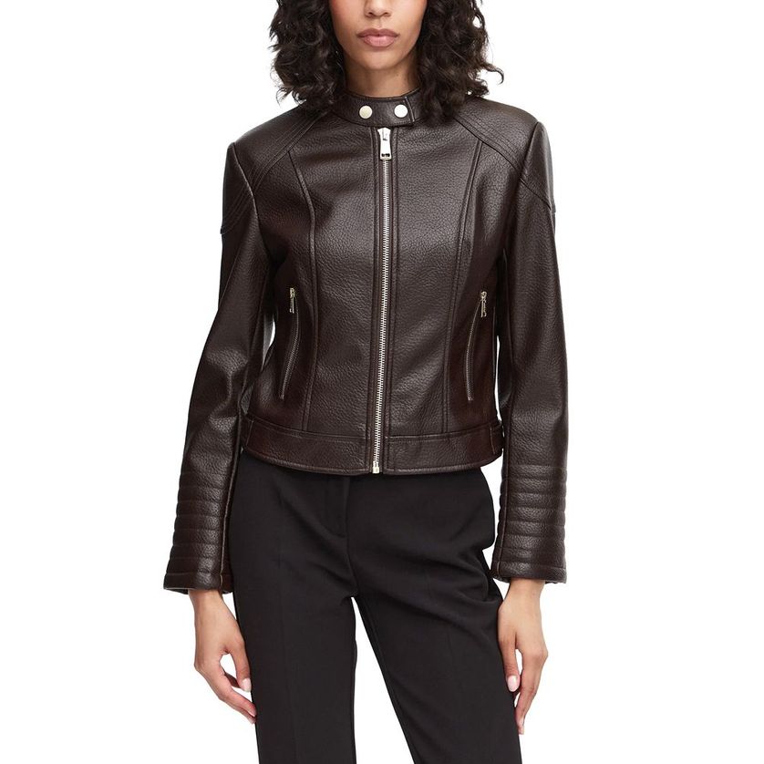 Guess W6YL25W2914 Women's Marlene Faux Leather Biker Jacket