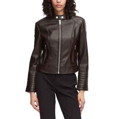 Guess W6YL25W2914 Women's Marlene Faux Leather Biker Jacket/