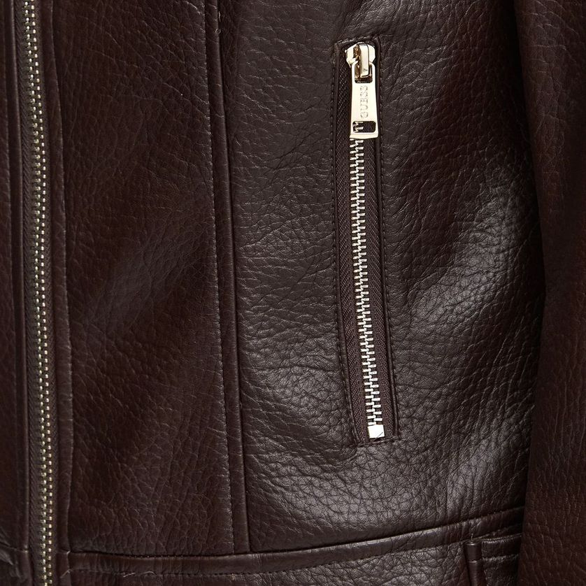 Guess W6YL25W2914 Women's Marlene Faux Leather Biker Jacket